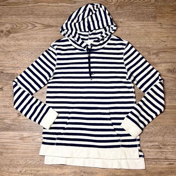 Sol Angeles Womens‎ Blue White Nautical Stripes Drawstring Pullover Hoodie Small - Picture 1 of 7
